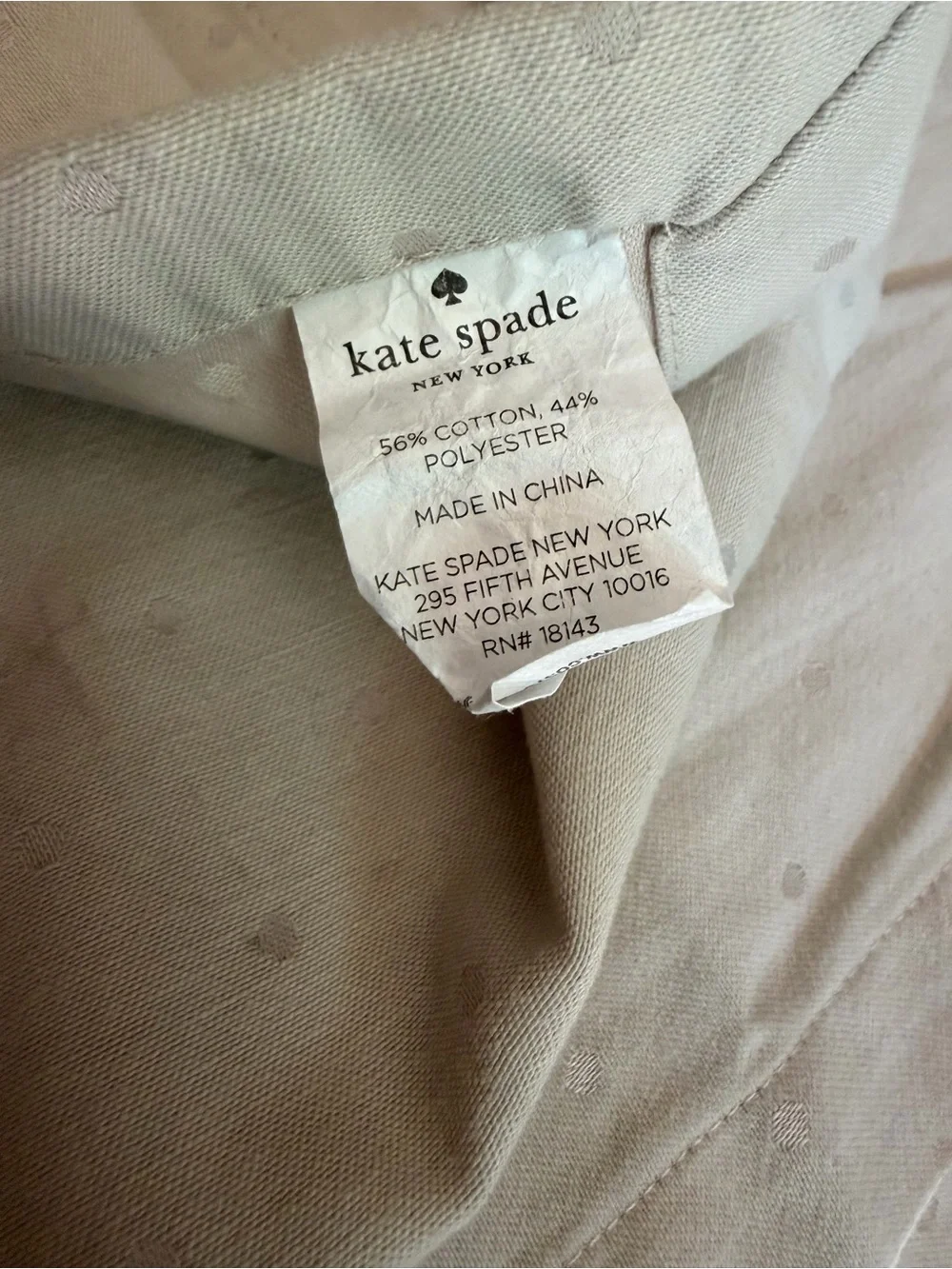 Kate Spade cotton table napkins polka dotted beige